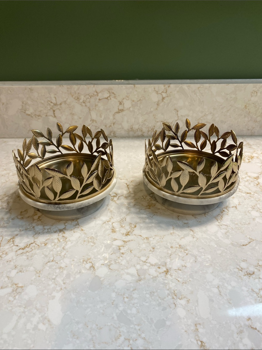 Bath & Body Works Gold Leaf Tea Light Holders — Pair